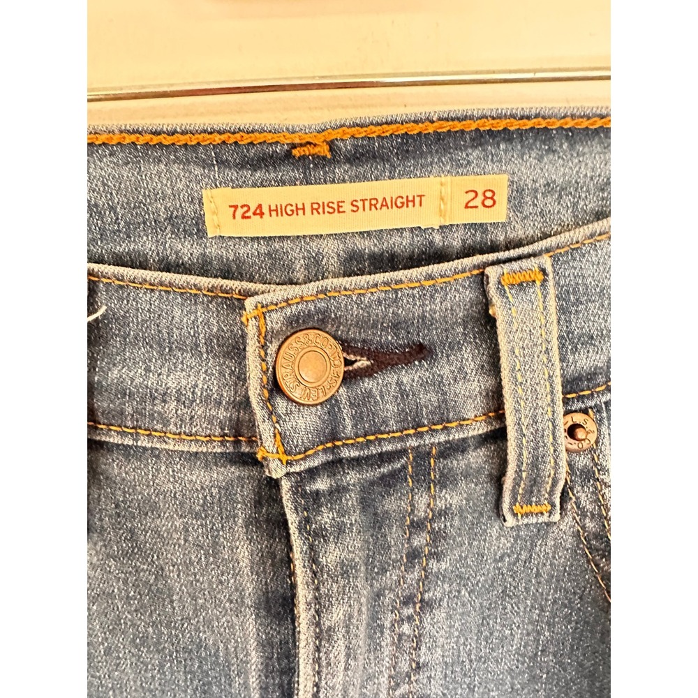 Levi's 724 High Rise Straight Leg Jeans Women's Blue Denim Size 28 - Picture 4 of 4